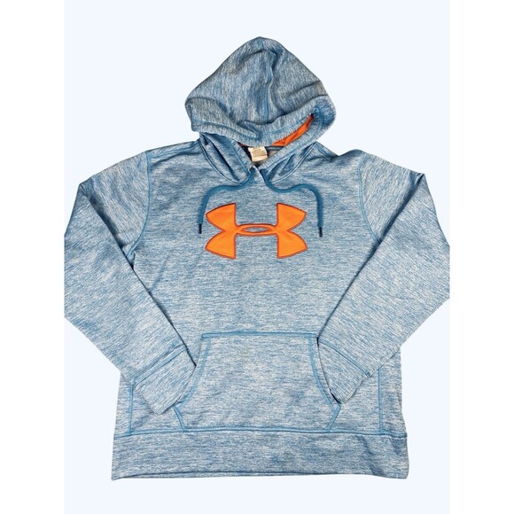Under Armour Storm Women’s Hoodie Blue Orange Colorway Large Kangaroo Pocket - Picture 1 of 9